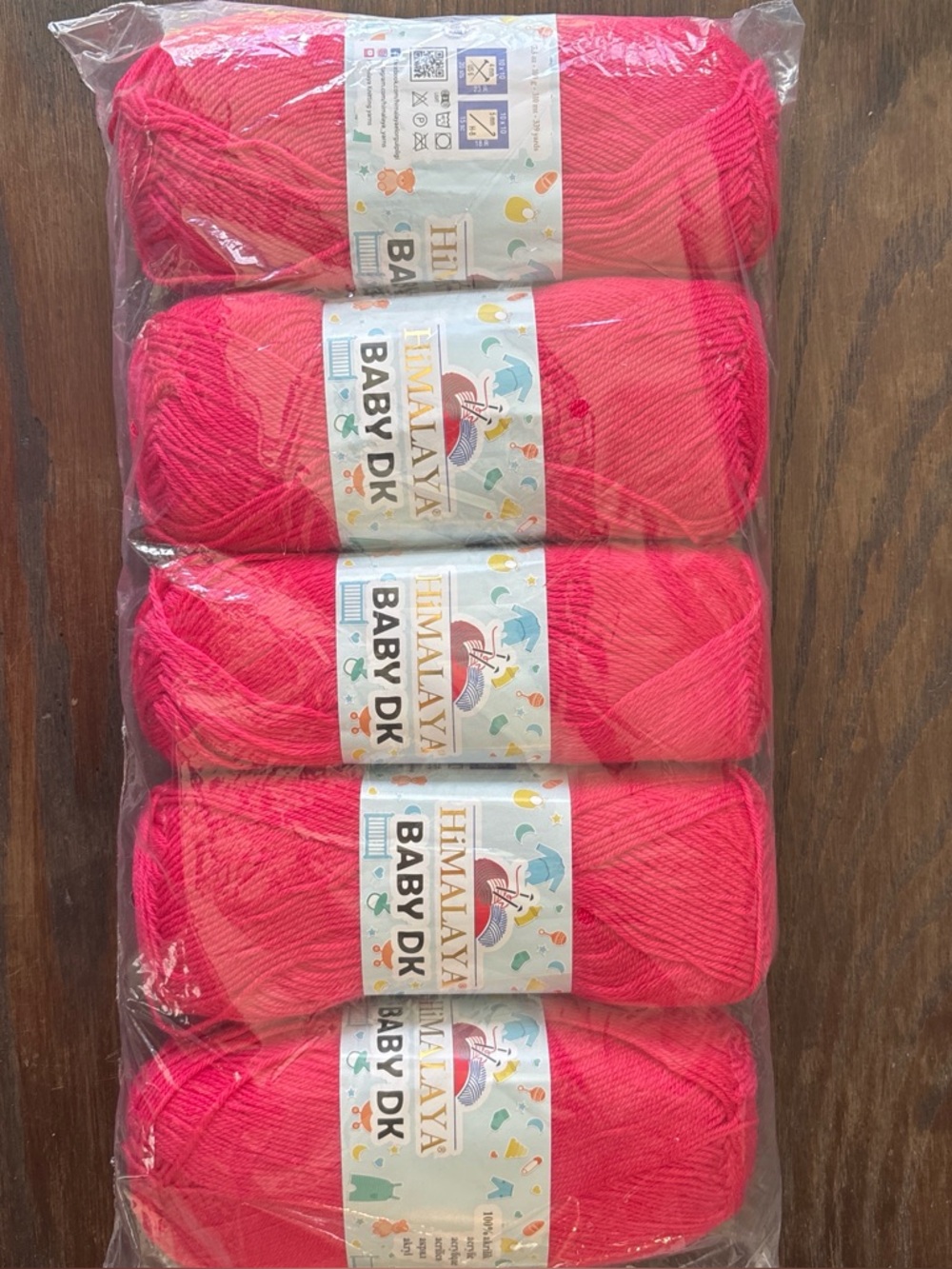 Baby DK Yarn - Bright Pink - 5-Pack